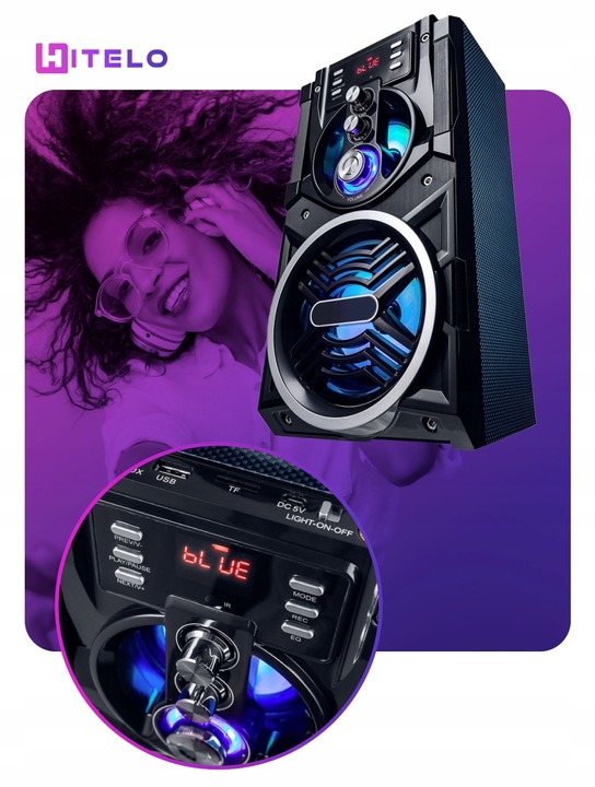 GŁOŚNIK PRZENOŚNY 850W KOLUMNA BLUETOOTH KARAOKE RADIO FM MOBILNY