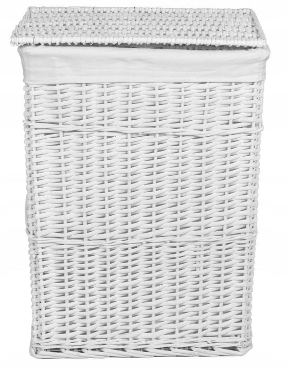 POJEMNIK WIKLINOWY NA PRANIE BIELIZNĘ ZABAWKI KOSZ KUFER BIAŁY DUŻY