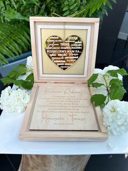 PODZIĘKOWANIE dla RODZICÓW ślub WESELE pudełko