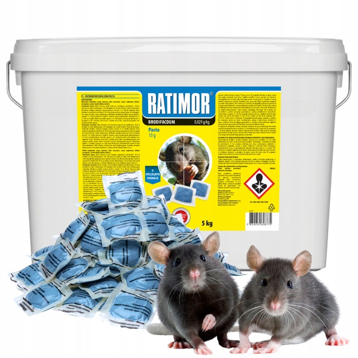 RATIMOR Trutka na szczury i myszy pasta - Trucizna Brodifakum 29ppm