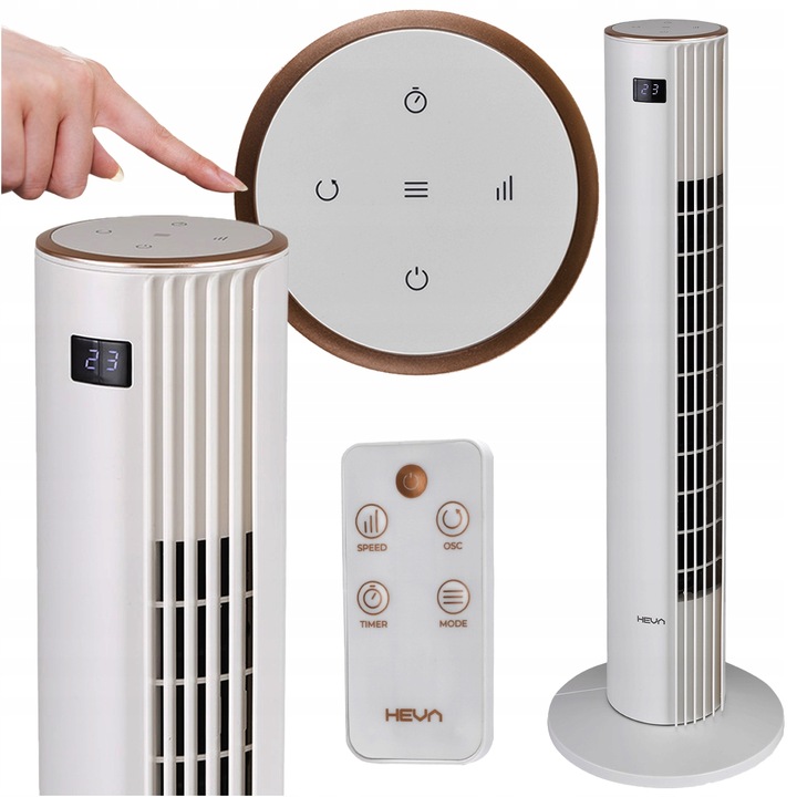 Wentylator kolumnowy HEVA MOX wiatrak podłogowy stojący cichy LED