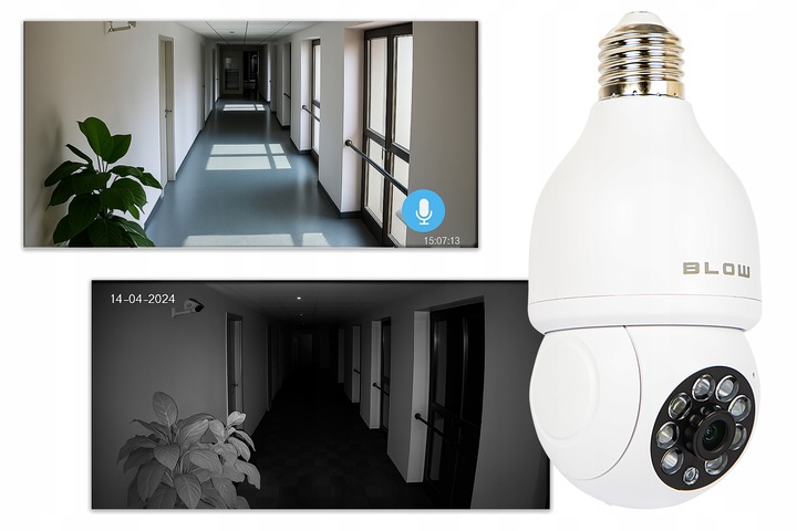 KAMERA WIFI WEWNĘTRZNA OBROTOWA ŻARÓWKA GWINT E27 IP 3MP TUYA