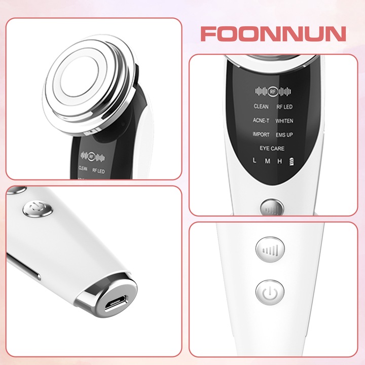 FOONNUN BEZIGŁOWA MASAŻER EMS TWARZY LIFTING 7w1 URZĄDZENIE DO MASAŻU