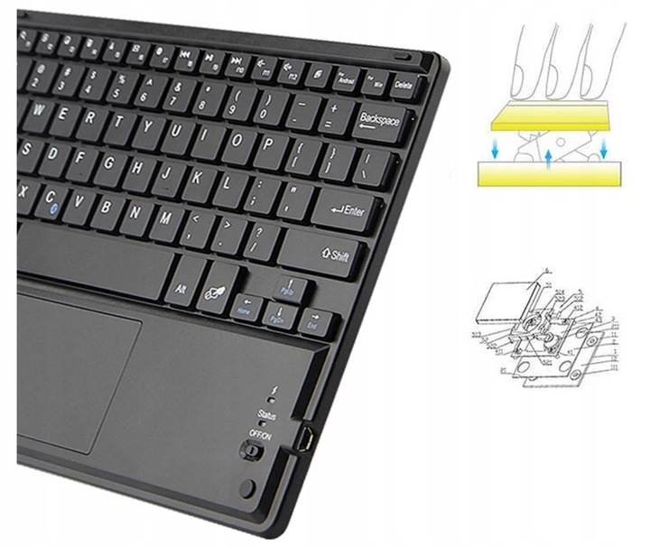 KLAWIATURA BEZPRZEWODOWA BLUETOOTH TOUCHPAD do SAMSUNG APPLE LENOVO XIAOMI