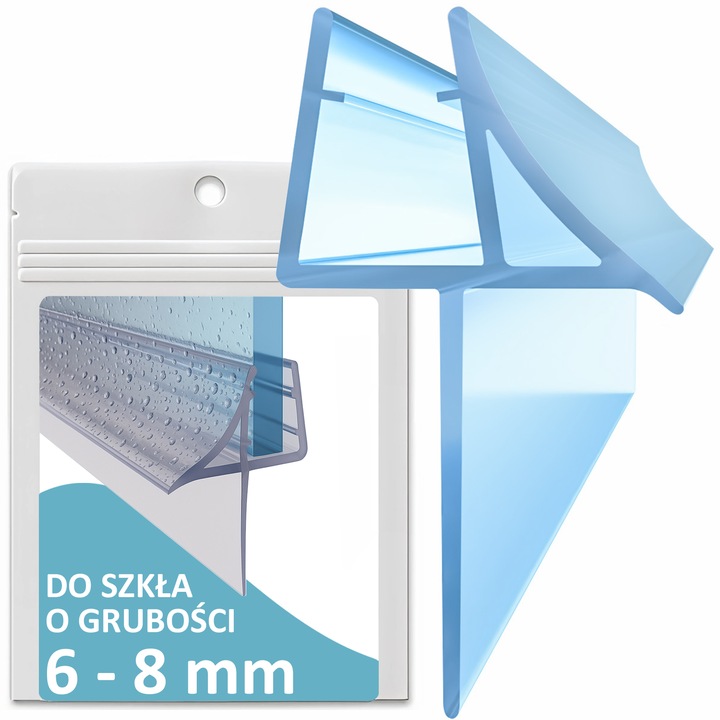 USZCZELKA DO KABINY PRYSZNICOWEJ SZYBY DRZWI DOLNA Z OKAPNIKIEM 6-8mm 100CM
