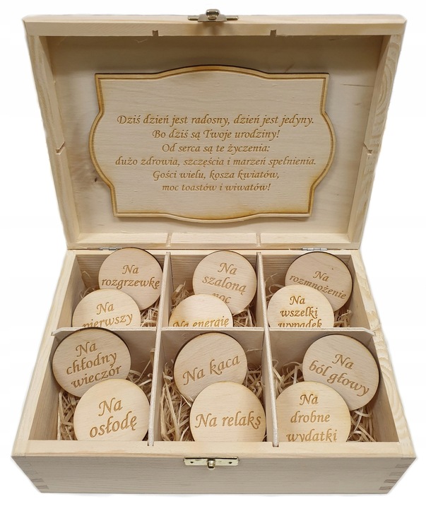 Niezbędnik Skrzynka PREZENT Urodziny BOX 18 30 40 80 pudełko urodzinowe