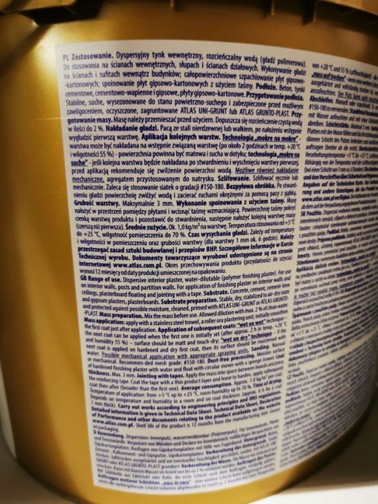 Atlas biała gładź GTA super polimerowa 18 KG