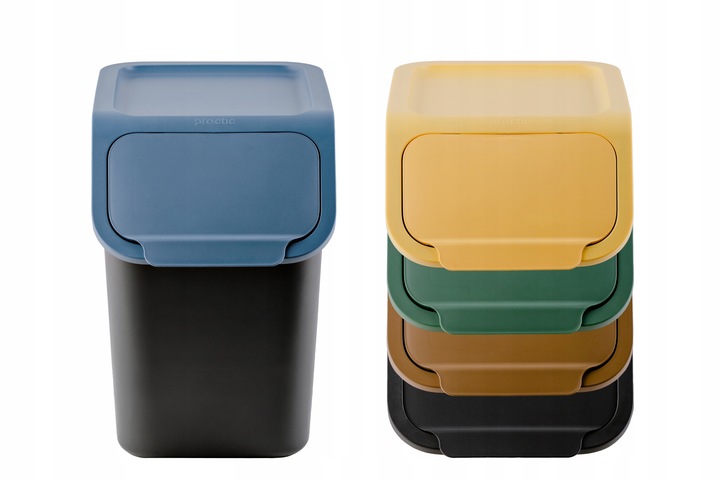 3x Kosz na Śmieci Pojemnik do Segregacji Odpadów do Kuchni BINI 25L +Filtry