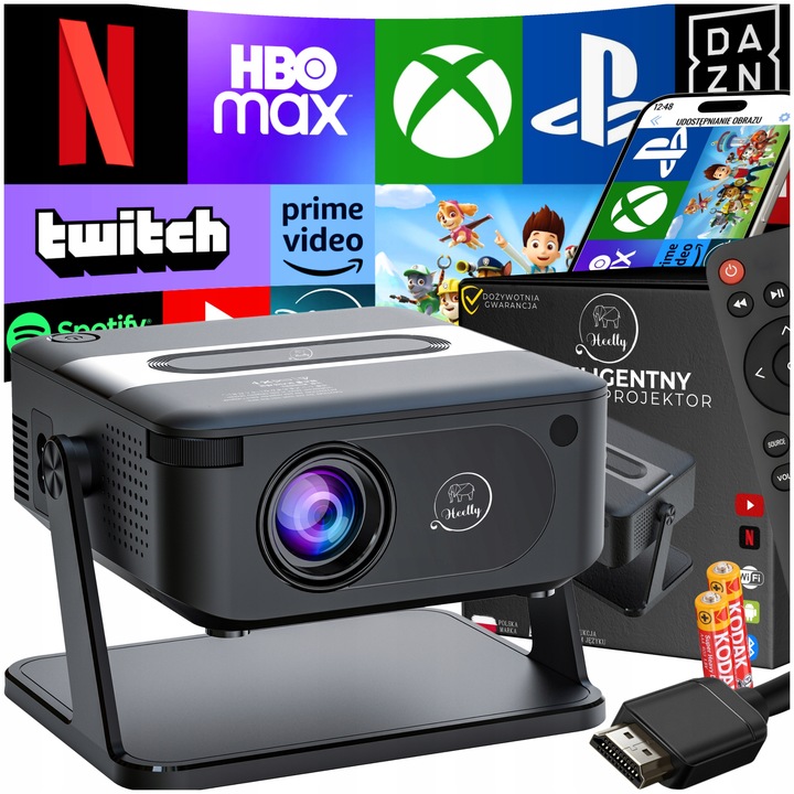 PROJEKTOR RZUTNIK ANDROID SMART TV WIFI FULL HD 6000LM 4K LED