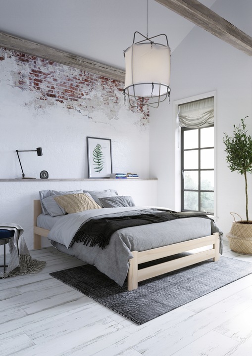 ŁÓŻKO DREWNIANE 140x200 B sosnowe WYSOKI ZAGŁÓWEK