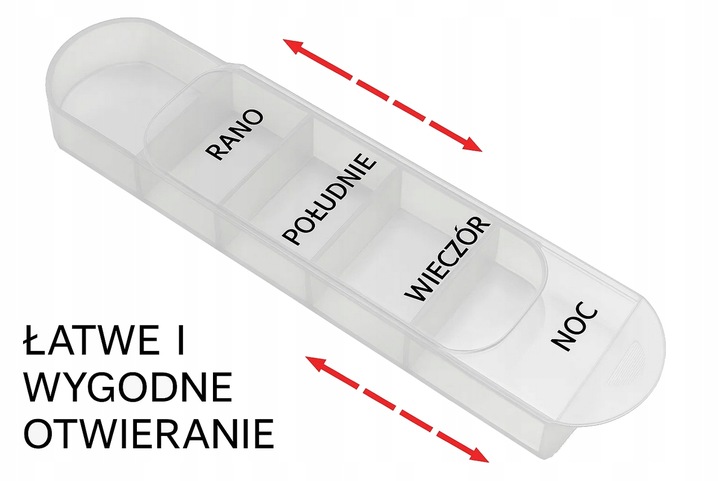 Pojemnik na leki kasetka plastikowa na tabletki 7 dni 4 pory dnia