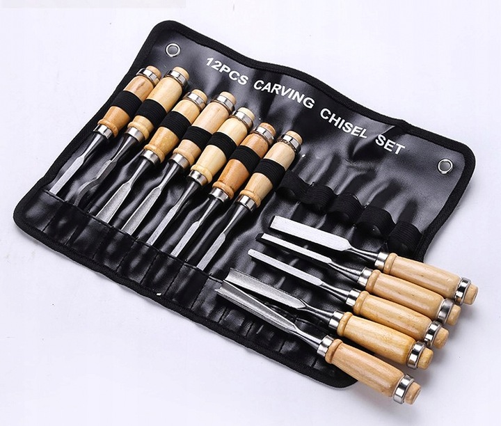 ZESTAW DŁUT RZEŹBIARSKICH DO DREWNA SNYCERSKIE STOLARSKIE ETUI ZESTAW