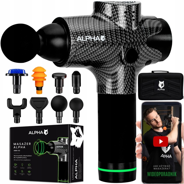 Pistolet do Masażu Alpha Massage Gun Pro - Masażer do Pleców, Ciała i Stóp
