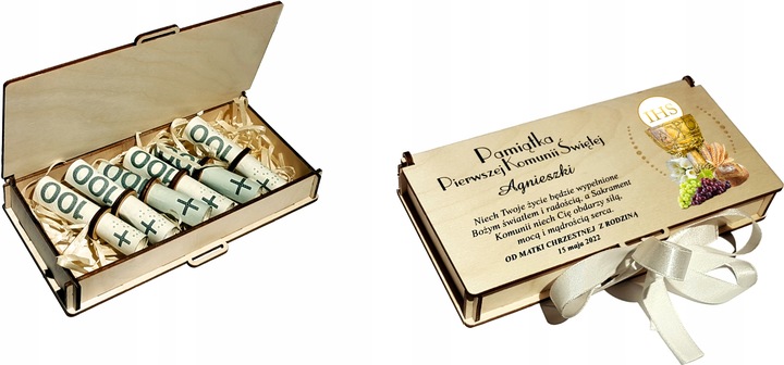 Pudełko na pieniądze prezent KOMUNIE ŚW pamiątka