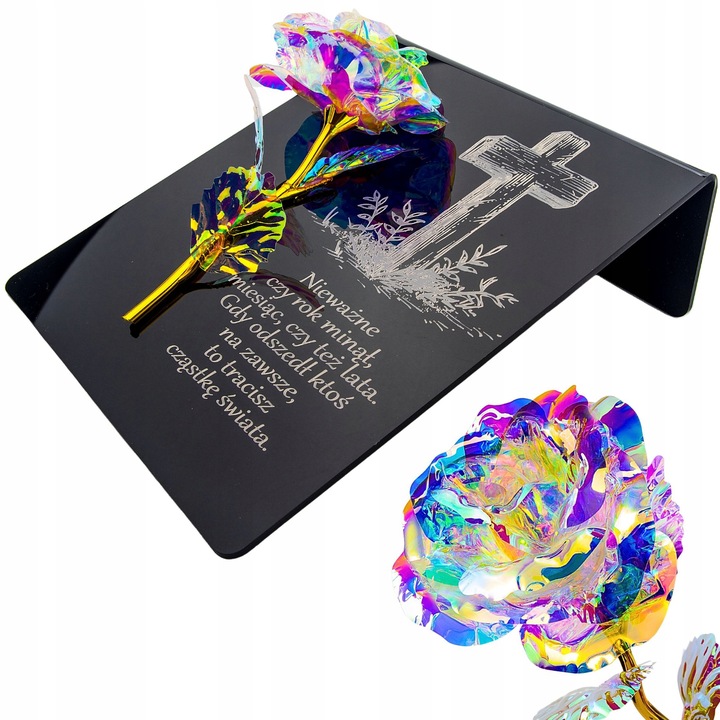 PIĘKNY ZNICZ GRAWER na cmentarz WIECZNA RÓŻA DLA BABCI I DZIADKA MAMY TATY