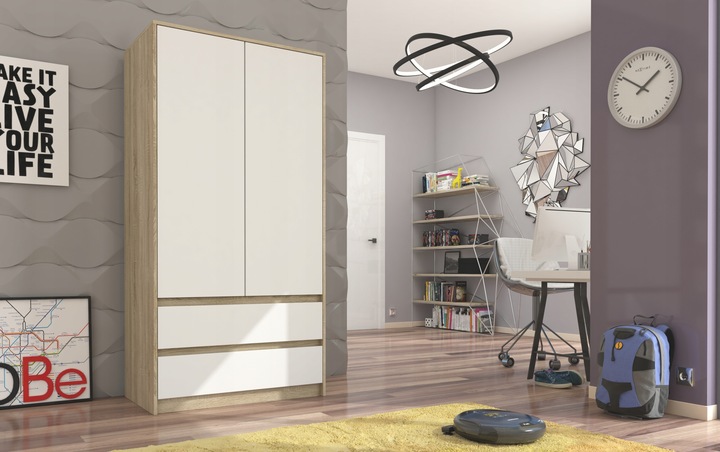 Szafa garderoba 90cm 2drzwi 2szuflad antracyt mix artisan B-9TIP