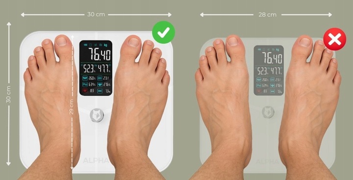 Waga Łazienkowa Elektroniczna Sportowa Alpha - Aplikacja Po Polsku