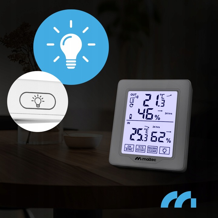 STACJA POGODOWA BEZPRZEWODOWA TERMOMETR HIGROMETR CZUJNIK ZEWNĘTRZNY