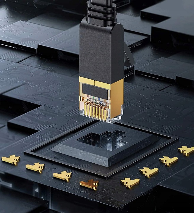 KABEL ETHERNET SIECIOWY LAN PATCHCORD SKRĘTKA INTERNET PŁASKI SFTP CAT7 10M