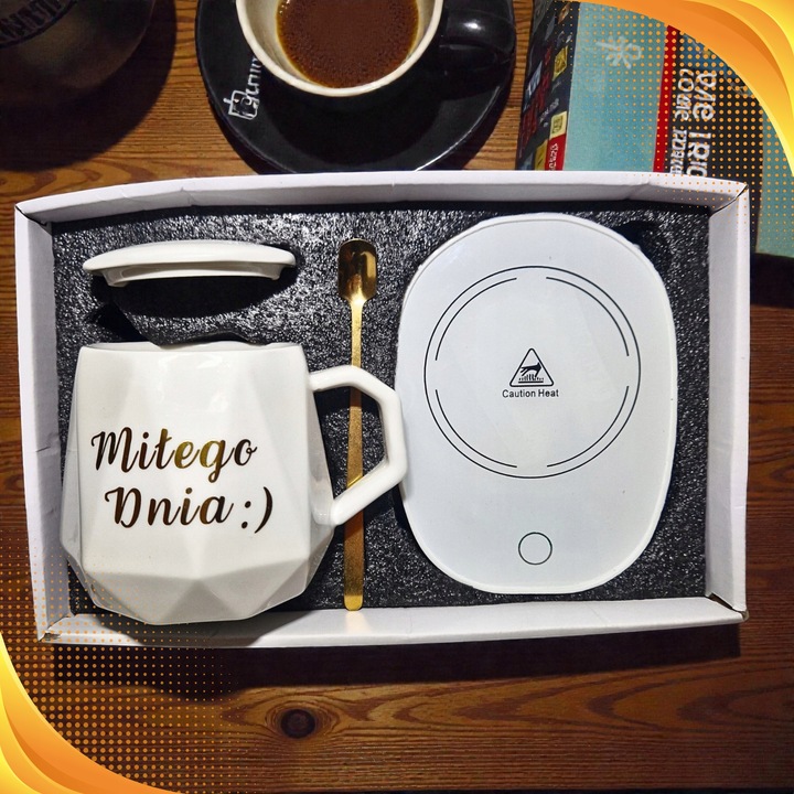 PODGRZEWACZ Kubek Ceramiczny CZAJNIK ZESTAW DO KAWY HERBATY MIŁEGO