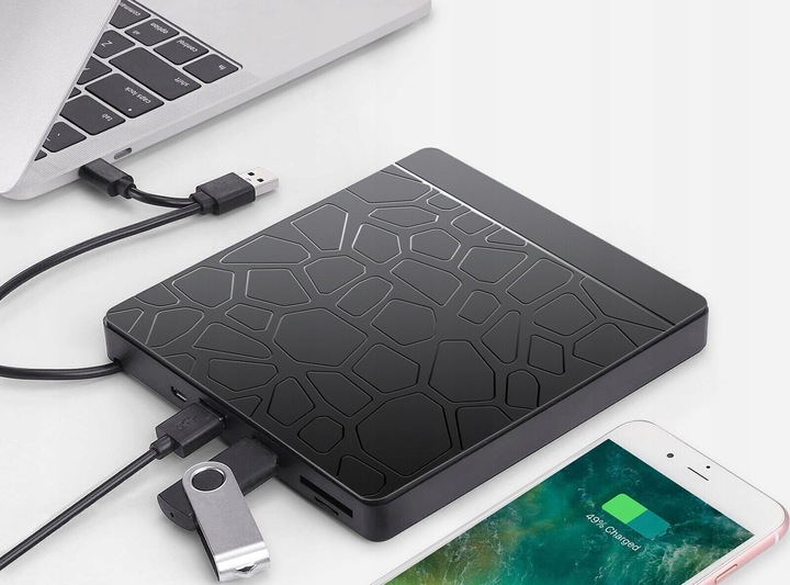 Zewnętrzna nagrywarka napęd na płyty CD DVD Hub SD TF USB 3.0 do laptopa