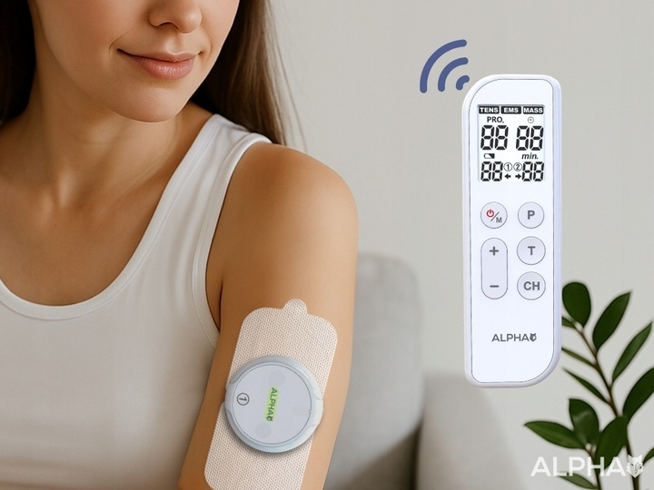 Bezprzewodowy Elektrostymulator TENS EMS Masaż 3w1 18 Programów