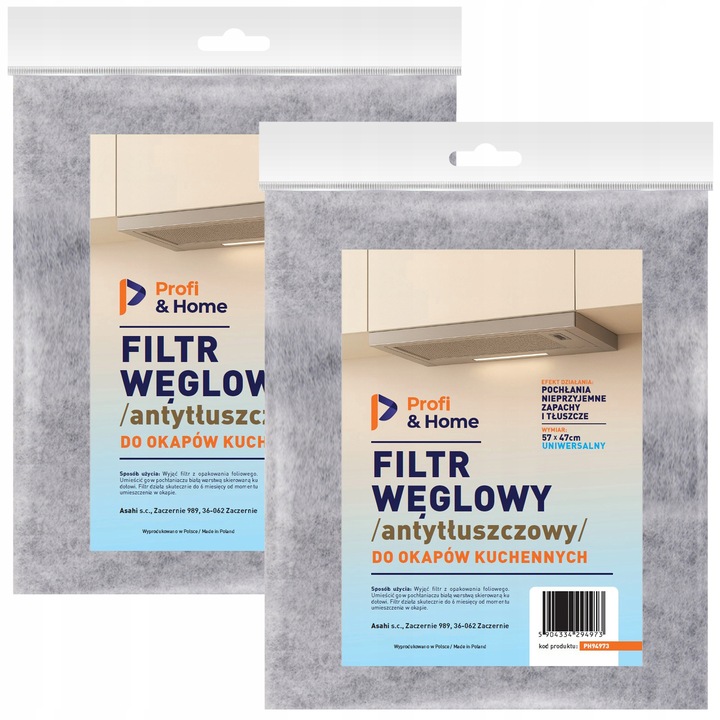 2x Filtr węglowy Filtr przeciwtluszczowy do okapu UNIWERSALNY 2w1