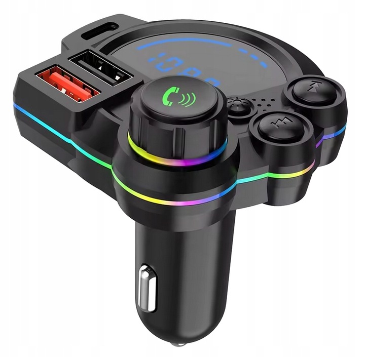 Transmiter Bluetooth Car FM USB QC 3.0 PD ładowarka samochodowa LED adapter
