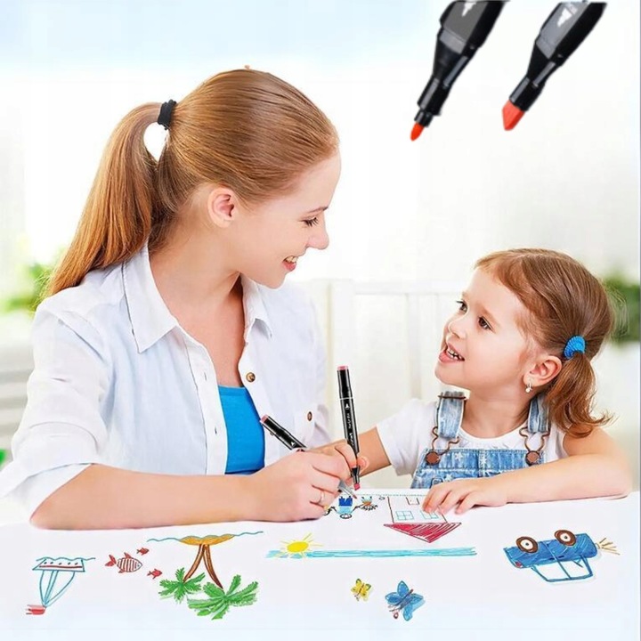 MARKERY ALKOHOLOWE 80 SZTUK PISAKI DWUSTRONNE MAZAKI FLAMASTRY + ETUI TORBA