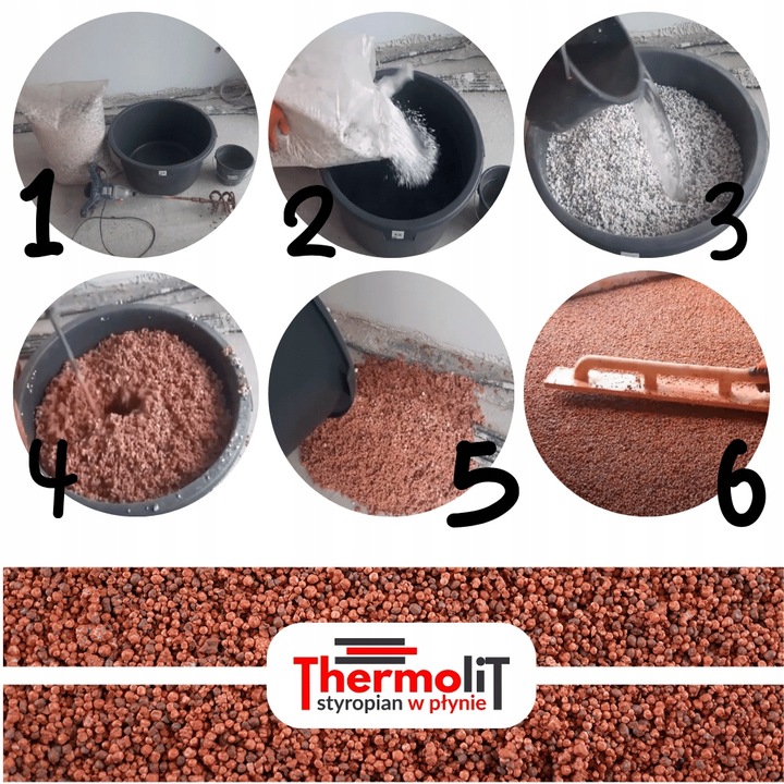 THERMOLIT styropian podłogowy w płynie GRANULAT EPS100 styrobeton worek 60l
