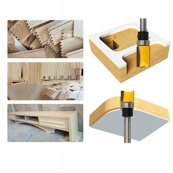 FREZ PROSTY KOPIUJĄCY Z ŁOŻYSKIEM DO DREWNA TRZPIEŃ 8 MM 4 SZT