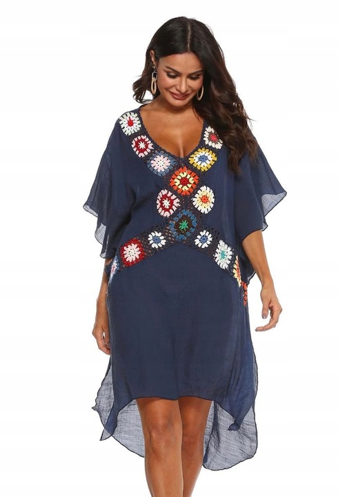 PAREO TUNIKA BOHO LETNIA SUKIENKA NARZUTKA PLAŻOWA na plażę ZWIEWNA