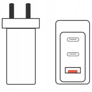 Szybka ładowarka sieciowa GaN II 65W 3A QC 3.0 2x USB C + 1x USB A