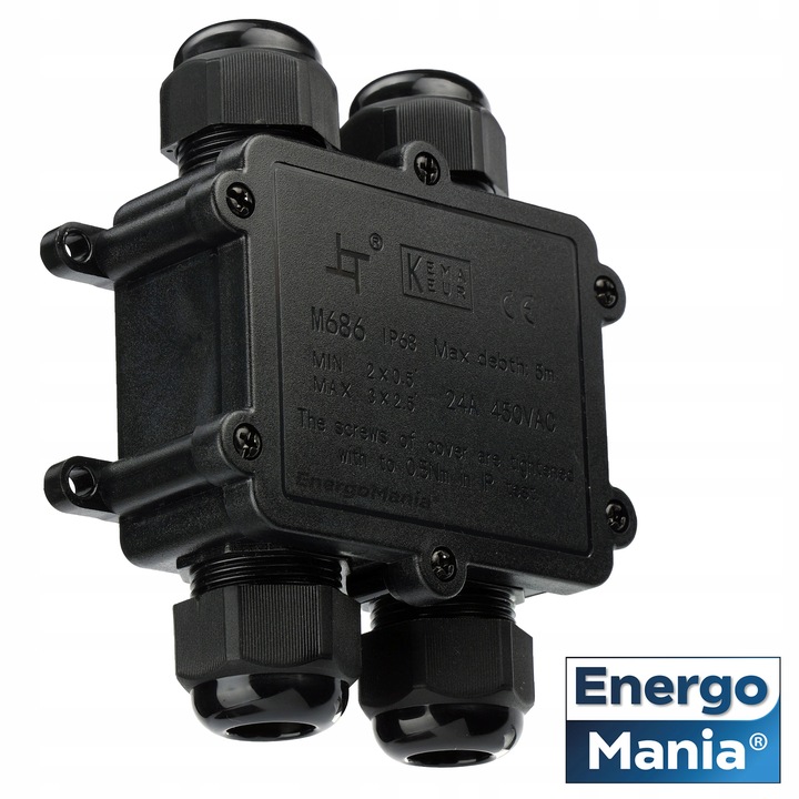 Poczwórna hermetyczna puszka kablowa instalacyjna IP68 CableGuard