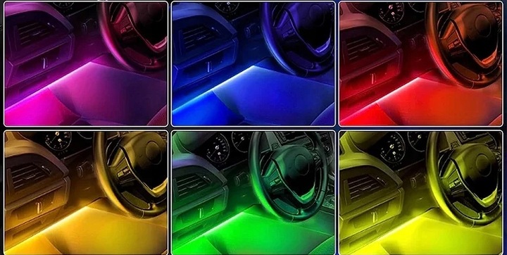 TAŚMA LED DO SAMOCHODU Z PILOTEM OŚWIETLENIE AUTA RGB 5050 DO WNĘTRZA USB