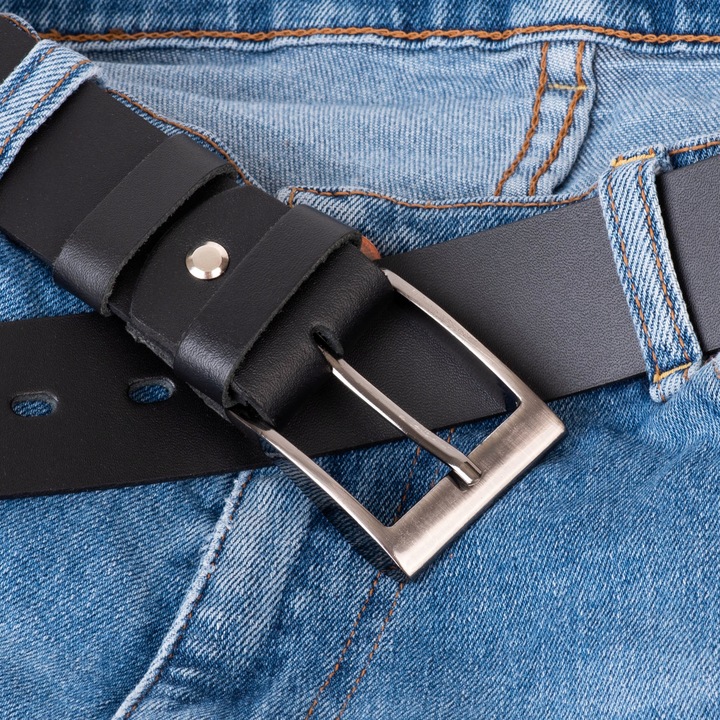 SEPHER Pasek skórzany AUTHENTIC męski CZARNY jeans