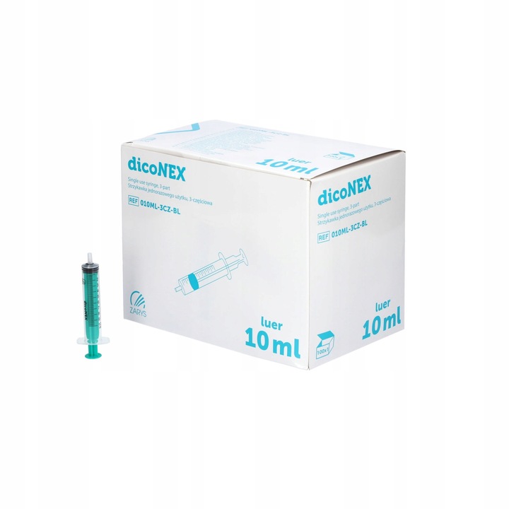 STRZYKAWKI 10ML 3częściowe 100szt. strzykawka iniekcyjna LUER DicoNEX Zarys