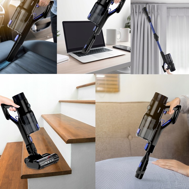 Odkurzacz Bezprzewodowy Pionowy VOKSAR V11s 5w1 LED FLEX TUBE HEPA