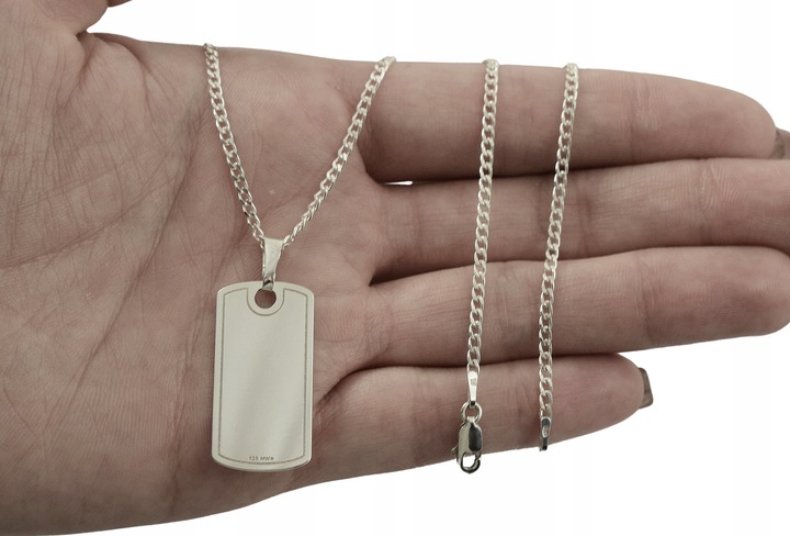 SREBRNY PEŁNY ŁAŃCUSZEK MĘSKI PANCERKA NIEŚMIERTELNIK PR. 925 GRAWER GRATIS