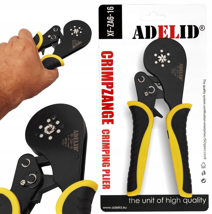 ZACISKARKA PRASKA DO TULEJEK KONEKTORÓW KABLI SZEŚCIOKĄTNA 0,08-16 mm2