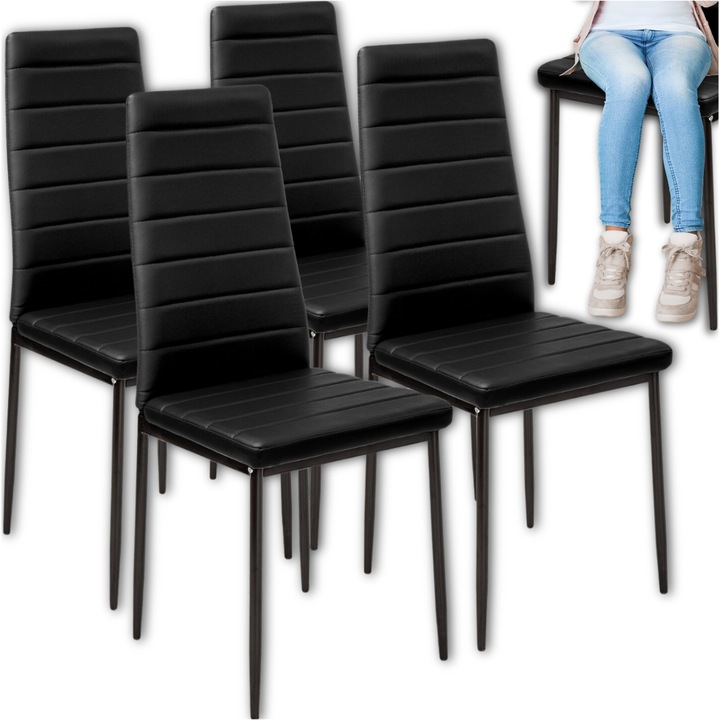 4 KRZESŁA CZARNE TAPICEROWANE KRZESŁO SALON