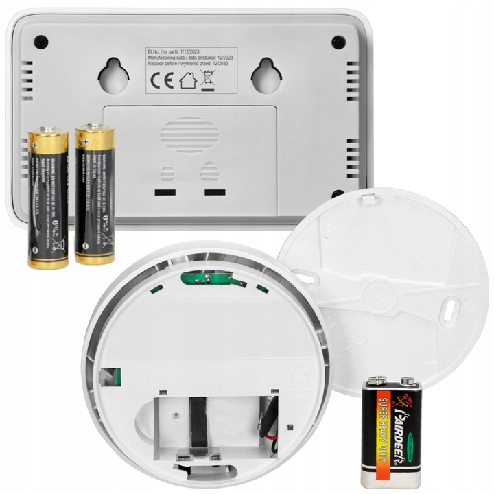 CZUJNIK CZADU DETEKTOR TLENKU WĘGLA GAZU CO LCD + CZUJNIK DYMU +