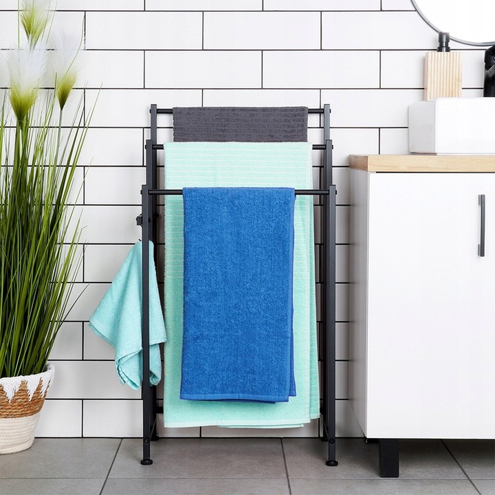 Stojak NA RĘCZNIKI wieszak łazienkowy podłogowy stojący czarny +