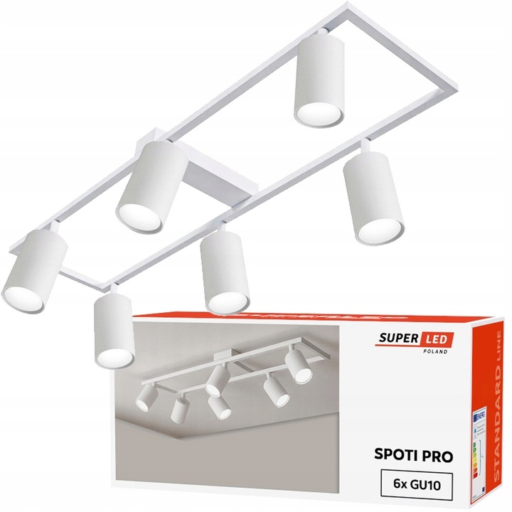 Lampa Wisząca Sufitowa Oprawa natynkowa 6x GU10 Spot Ruchoma Kinkiet