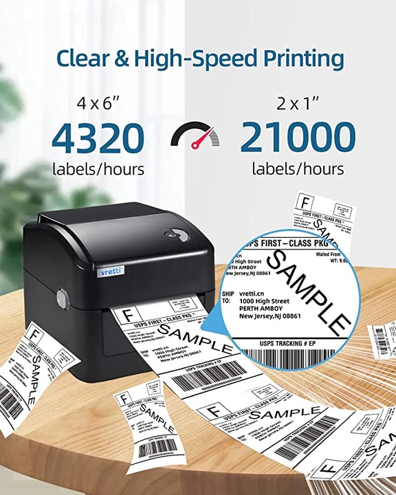 Drukarka termiczna do etykiet z Bluetooth Vretti