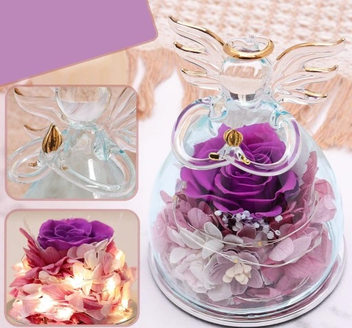 Wieczna Róża w Szkle Świecąca LED Prezent na Dzień Babci Walentynki Kobiety