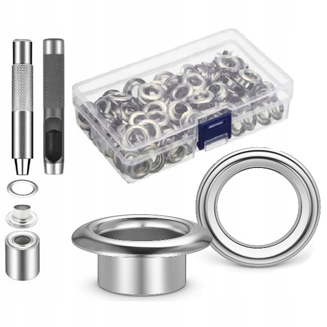 OCZKA DZIURKACZ ZAKUWARKA NAPY 12MM DO PLANDEK NAMIOTÓW ZESTAW 100