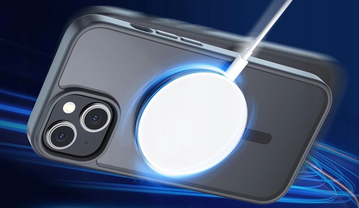 Etui do iPhone 15 do MagSafe MATT CASE WZMACNIANE 360° + 2x Szkło na ekran