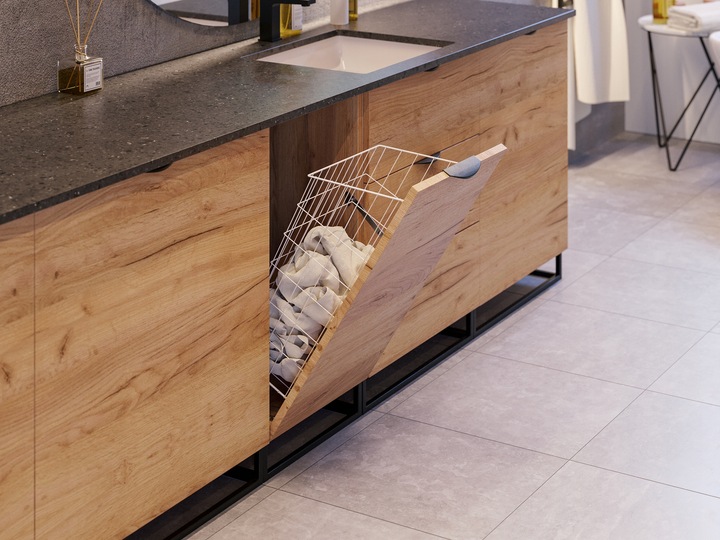 Uchylny kosz na bieliznę pranie do szafki 40 biały ścięty Rejs