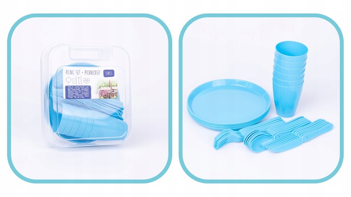 Zestaw piknikowy 31 elementów różne kolory